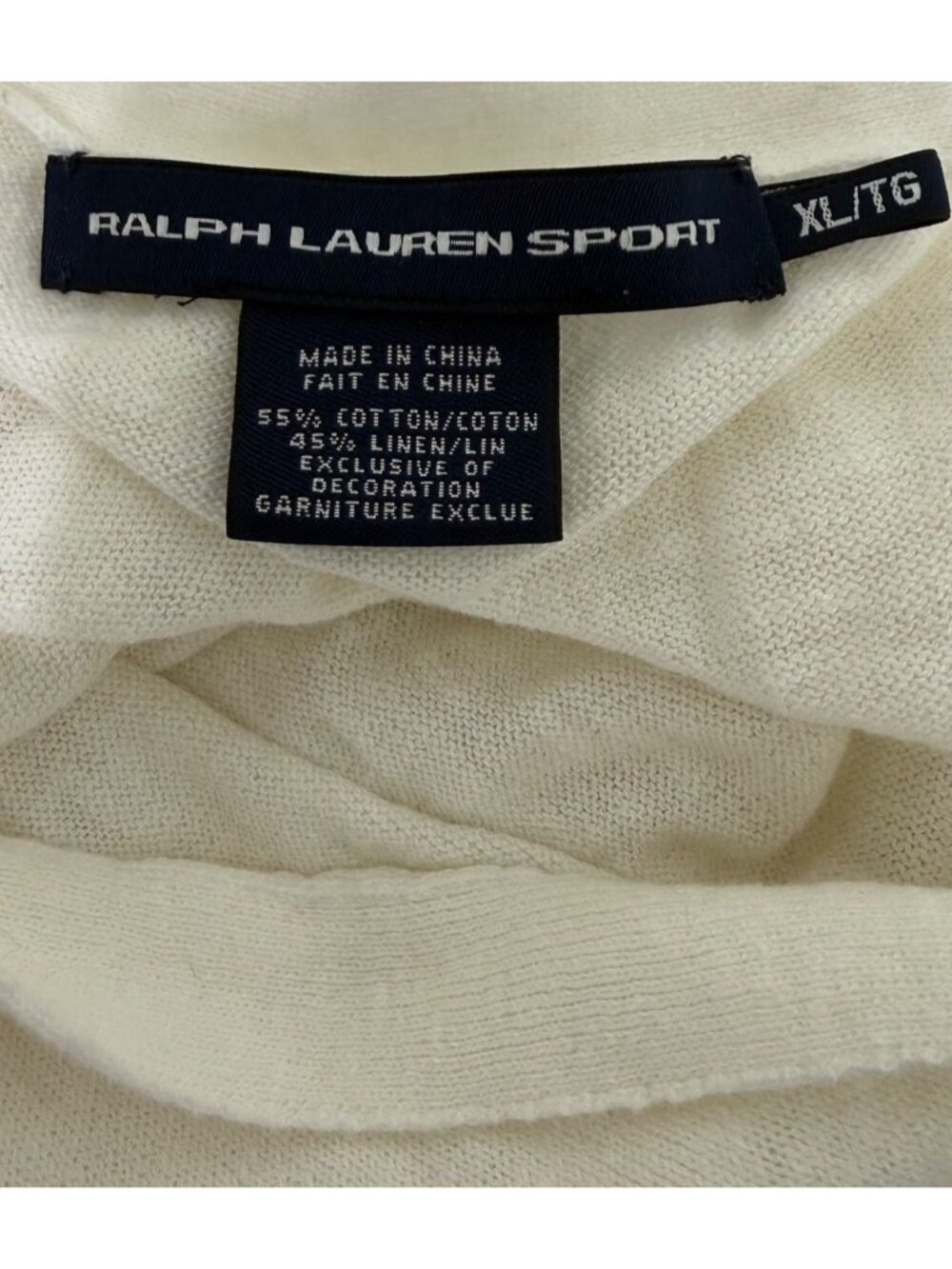 Ralph Lauren Sport Off White Cardigan Cotton Linen Blend V-Neck Pockets Womens X - Picture 4 of 4